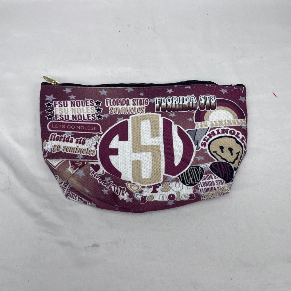 FSU Florida State NCAA Gameday Tailgate Maroon Graphic Print Zipper Pouch